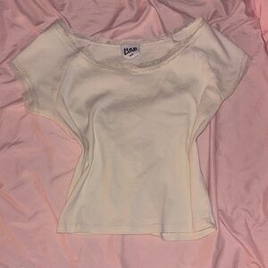 Harlow White Lace Trim Short Sleeve Top